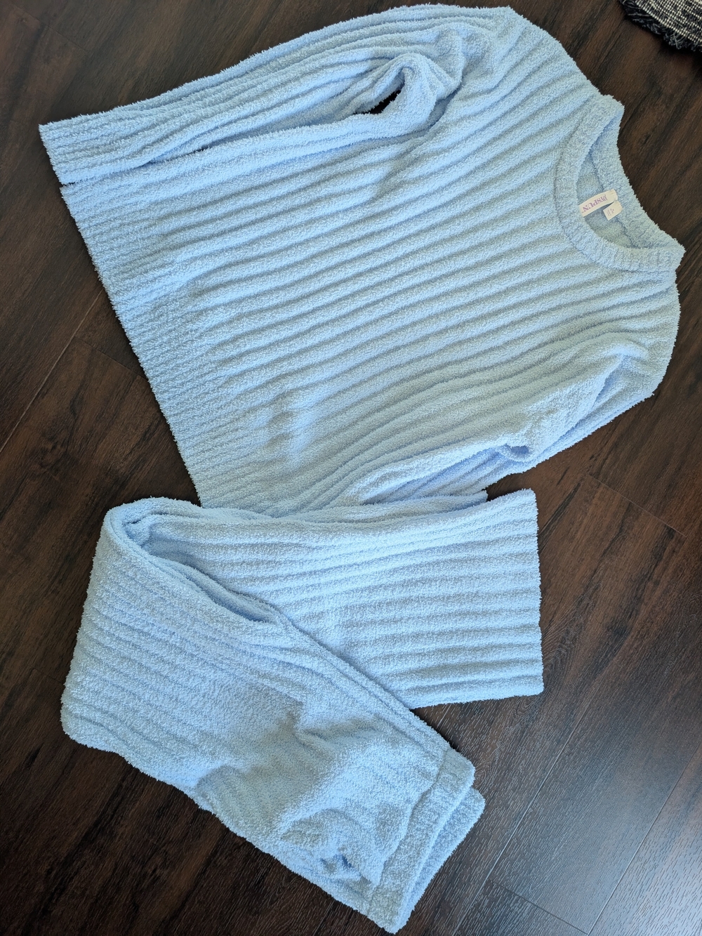 joyspun Light Blue Ribbed Crew Neck Sweater